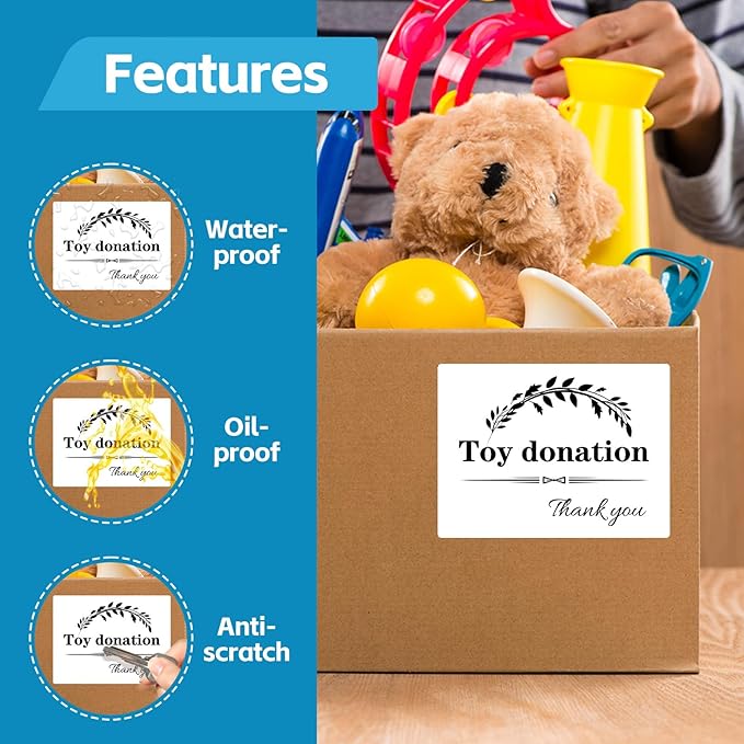 NineLeaf 4 Roll 4''x3'' Direct Thermal Shipping Address Labels with 500 Labels/Roll Compatible for Zebra 2844 ZP-450 ZP-500 ZP-505 Eltron Rollo Thermal Label Printers