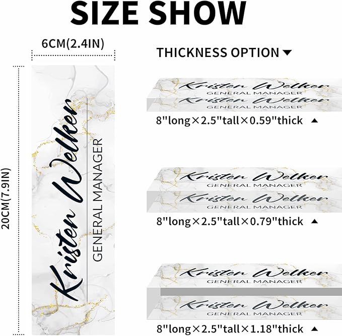 Personalized Desk Name Plate, Custom Acrylic Glass Name Plates for Desks, Office Desk Decor Nameplate, Desk Accessories, Teacher Boss Coworkers Employee Appreciation Gift (White Texture)