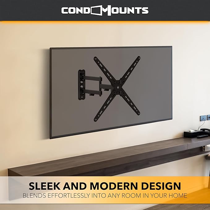 CondoMounts TVA8044 Full Motion TV Wall Mount for 13"–55" Screens | Articulating TV Wall Mount with Swivel Arm | Max VESA 400x400mm, Holds 55lbs | Black