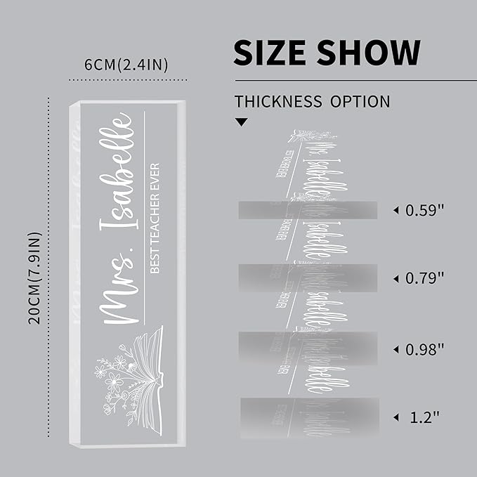 Personalized Desk Name Plates, Acrylic Engraved Teacher Name Plate for Desk, Custom Office Gifts & Desk Decor for Women Men, Back to School Teacher Appreciation Gifts