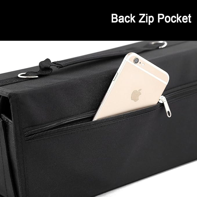 ADVcer Marker Case 120 Storage Holders, Foldable Extendable Oxford Lipstick Organizer with Carrying Handle, Shoulder Strap, QR Buckle, Zip Pocket for Copic, Prismacolor, Dry Erase, Color Paint Markers