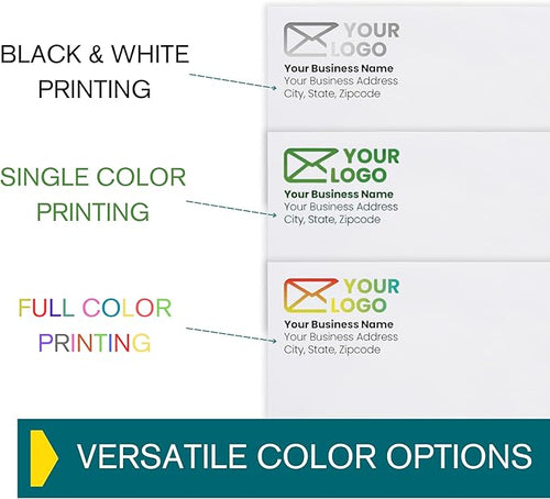 2500 pack #10 Customizable Business Envelopes, Peel and Seal Security Tinted White Custom Envelopes with Logo and Text, 24 lb Heavy Duty Paper, 4 1/8 x 9 1/2 Inches