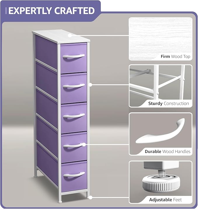 Sorbus Kids Dresser with 5 Drawers - Storage Unit Organizer Chest for Clothes - Bedroom, Kids Room, Nursery, & Closet