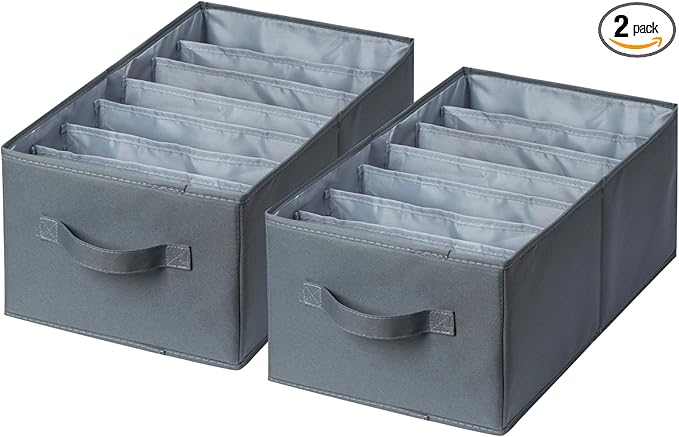 2 Pack Large Wardrobe Closet Organizer - Drawer Organizer Clothes, Efficient Jeans Organizer for Closet, Versatile Closet Organizers and Storage (Dark Grey, 17.7" L x 9.8" W x 7.1" H)