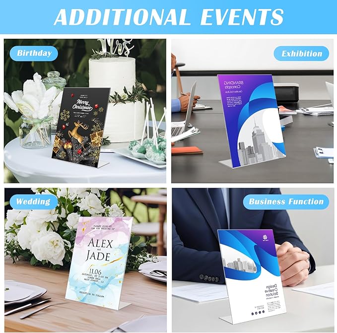 6 Pack Acrylic Slant Sign Holder,8.5 x 11 Inch Acrylic Sign Holder,Slant Back Paper Display Stand,Clear Menu Flyer Paper Holders for Office Desktop Restaurants