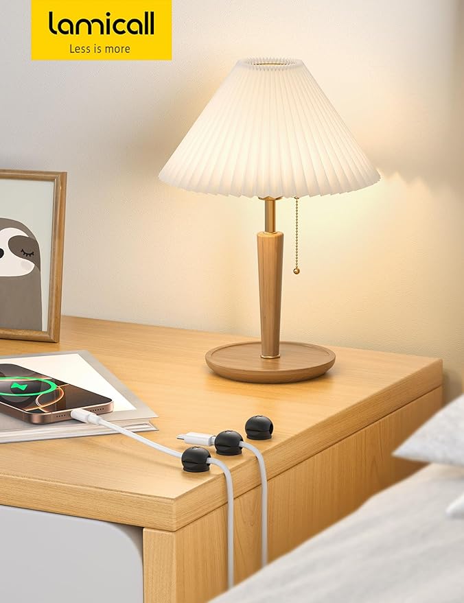 8Pack Magnetic Cord Organizer Clips - Lamicall [Mini-Soft Silicone] Cable Management for Phone Charger Cord, Durable Adhesive Cable Holder for Desk Nightstand, Home Office Organizer Gadget Accessories