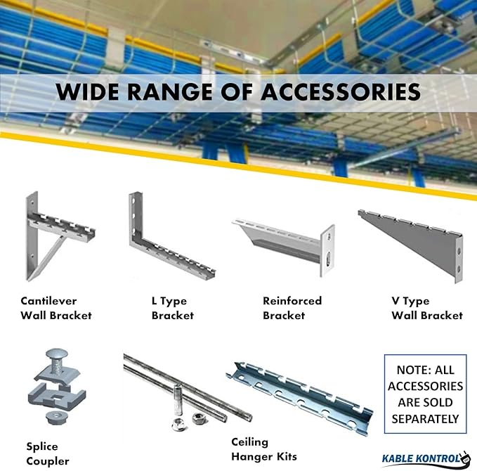 Kable Kontrol 2" Side Floor Bracket – Wire Mesh Cable Tray Support - Wire Mesh Tray Cable Management Rack Cable Basket, Zinc Plated Steel NEC Approved for Network, Fiber Optic, Cabling Accessory