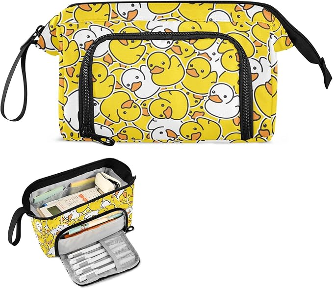 Duck Rubber Pencil Case Pouch Big Capacity Pencil Bag Box Organizer Pen Case with Zipper Pencil Cases for Boys Girls Kids Women School College
