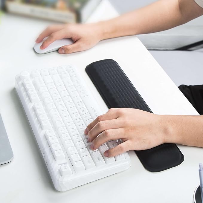 MEKASS Keyboard Wrist Rest for 60% Compact Keyboard, Ergonomic Soft Memory Foam Wrist Support with Non-Slip Silicone Base, Keyboard Pad Relieve Wrist Pain from Laptop, Computer, Typing (Pink)