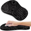YIWEI Ergonomic Mouse Pad with Wrist Rest - Comfortable Office Mousepad with Memory Foam Wrist Support for Carpal Tunnel Relief, Mouse Pads with Non-Slip Base for Gaming and Home (Topographic Map)