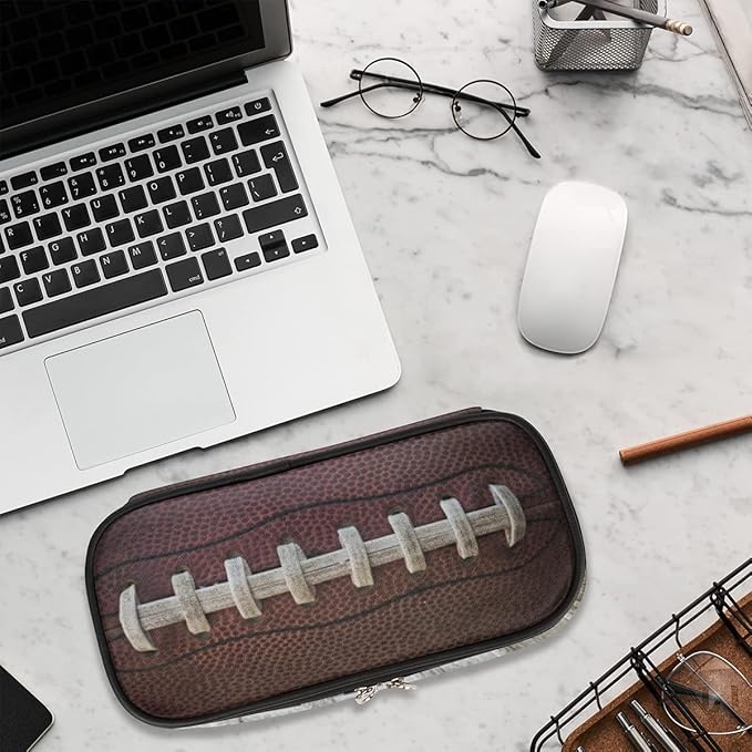 Pardick Rugby Ball Big Capacity Pencil Pen Case Football Large Pencil Pouch with Zipper Compartments Pencil Bag for Boys Girls Adults Student Office School Supplies