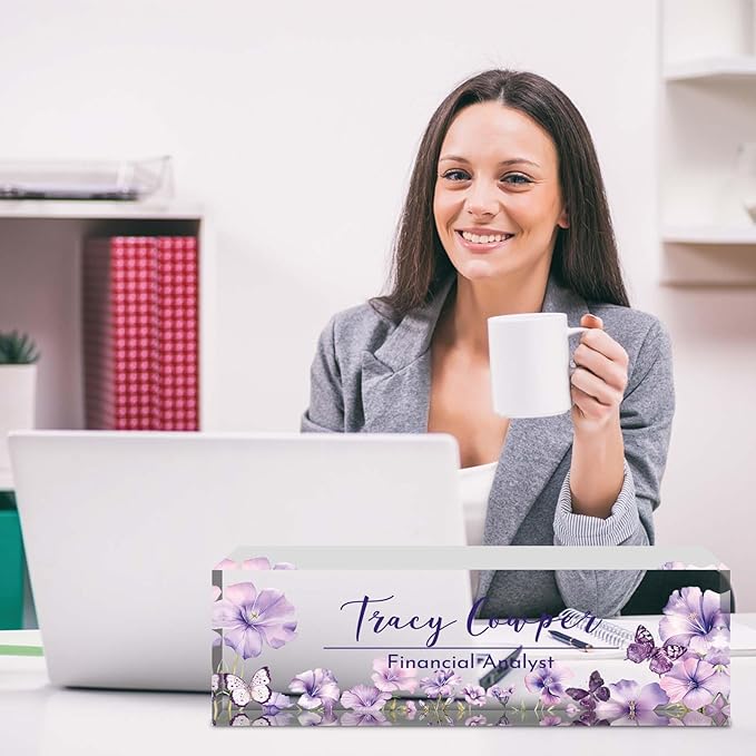 Desk Name Plate Personalized, Custom Name Plate for Desk, Acrylic Desktop Accessories, Office Gift & Decor for Women Men, Teacher Nurse Boss Employee Appreciation Gifts