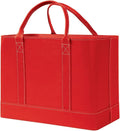 HOME DISTRICT Chic File Organizer Tote - Important Document Organizer Bag, Portable File Box with Handle, Red