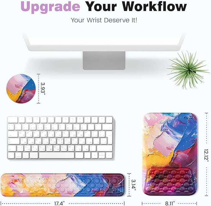 Ospelelf Ergonomic Wrist Rest for Computer Keyboard Pad, Large Arm Rest Wrist Support for Mouse, Relieve Wrist Pain, Multicolored