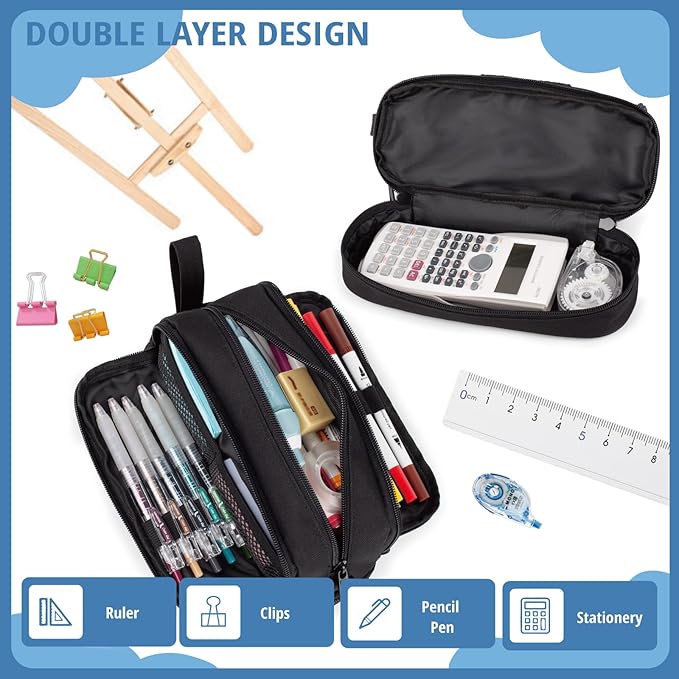 ATRIPACK Tactical 4 Compartments Pencil Case for Boys,Big Canvas Pen Pouch Bag, Large Capacity Pen Box, Tool Bag for Middle School College Office Organizer for Kids Men Women Adult Teens