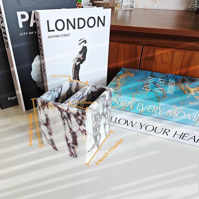 Natural Marble 2-Tier Organizer Box - Multi-Purpose Desktop & Kitchen Storage for Pens, Utensils, Makeup Brushes