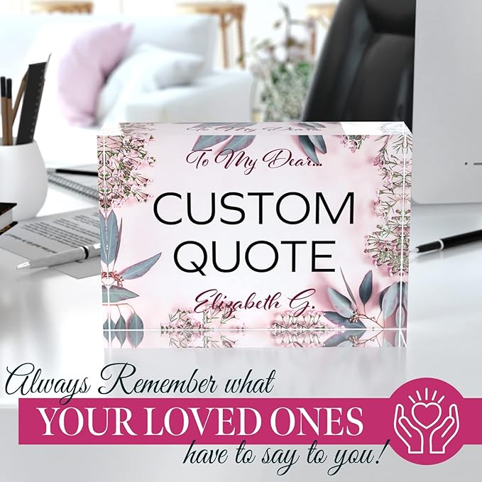 Custom Acrylic Sign Personalized, Custom Desk Name Plate, 18 Styles, (5"x7"), With Gift Box, USA Made by Acryluxe. (Glowing)