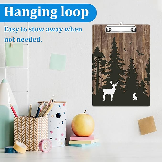 Deer Forest Clipboard Decorative Clip Board with Metal Clip A4 Standard Size 12.5" X 8.7" for Teacher Students Nurses Office