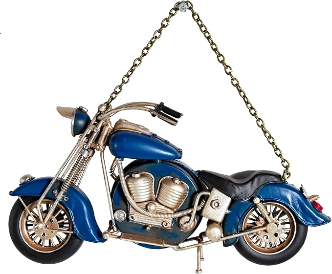 Berfutall-Metal Motorcycle Art Wall Decoration Desk Stand Clock, Battery Operated Creative Home Decoration Gift for Living Room Bedroom Office (B)