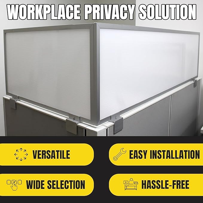 OBEX Privacy Screen & Office Panel Extender for Office Cubicles, Polycarbonate Desk Privacy Panel & Divider for Office Cubicle, 12" x 42", White