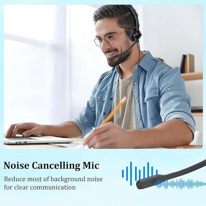 Xintronics Wired Headphones with Mic, USB Headset with Microphone for PC Stereo Computer Headphones for Laptop PC Mac Zoom Teams Call Center Home Office
