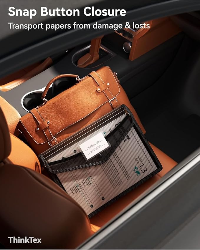 ThinkTex Plastic Expanding File Folder, Transparent envelopes with Snap Closure,No Dividers,Large Capacity,Document Organizer for Receipts, Bills&Taxes,Letter/A4 Size for School/Office/Home-20 Pack