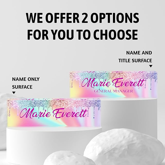 Custom Name Plate for Desk | Personalized Desk Name Plate | Personalized Boss Employee Appreciation Gifts | Acrylic Name Plate Office Desk Accessories (A-Colored Quartz)