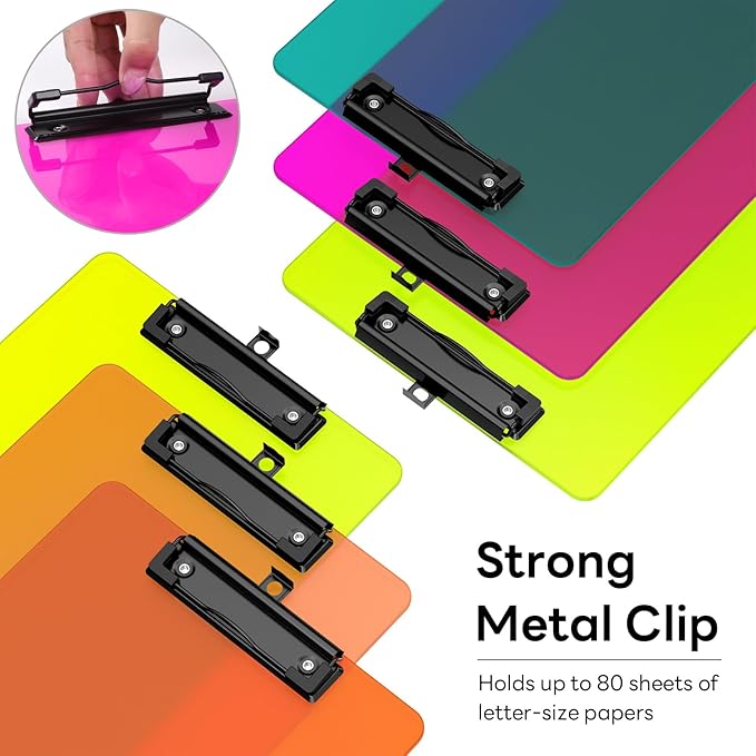 Zoenley Legal Size Clipboard Set of 6, Colorful 8.5 x 14 Clip Board for Lawyer, Nurse, Business, with Low Profile Black Clip, Office & School Supplies