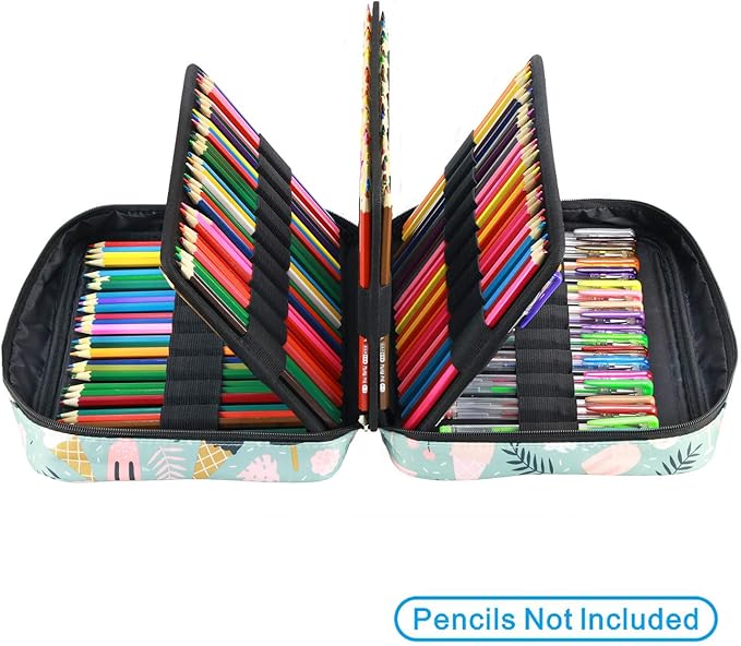 YOUSHARES Colored Pencil Case 220 Slots Pen Case Organizer With Handy Wrap & Zipper, Multilayer Holder for Prismacolor Colored Pencils & Gel Pen (Ice-Cream)