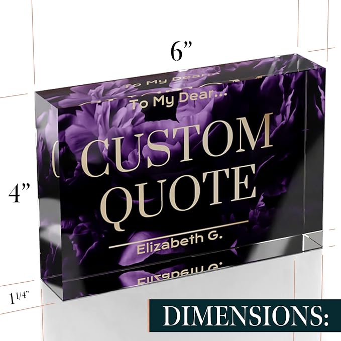 Custom Acrylic Sign Personalized, Custom Desk Name Plate, 18 Styles, (4"x6"), With Gift Box, USA Made by Acryluxe. (Blossom)