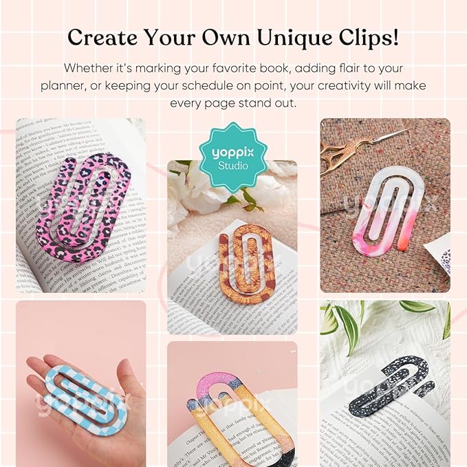 YOPPIX 60 Set Sublimation Paper Clips Blanks Bulk, Jumbo Sublimation Acrylic Paperclip Bookmark Clips with 60Pcs Back Card for Heat Transfer DIY Crafts, Office School Supplies, Back to School Gifts