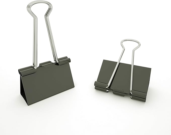 Nctinystore Binder Clips Medium Metal Clamp 1.25 inch / 32 mm (Black, 12-PCS)