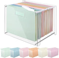 24 Hanging File Folder with Acrylic Organizer for Letter/a4 Size Desktop Clear File Storage Box with Handles for Home Work Office Use(Colorful,Classic)