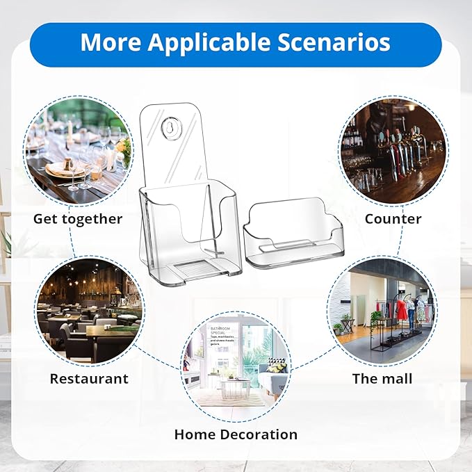 Zavekia Acrylic Brochure Organizer. 4 Inch Wide, Clear Countertop & Wall Mount Literature Holder (6 Pack)