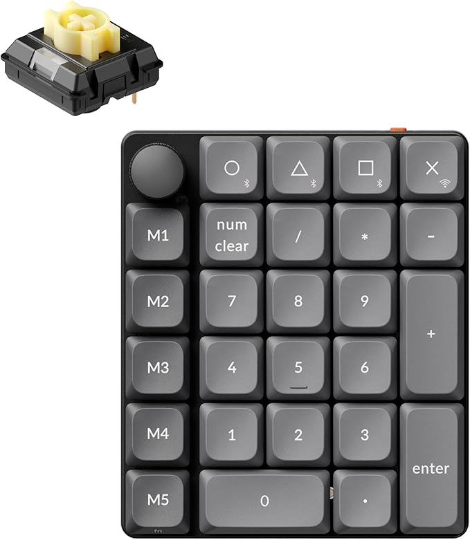 Keychron K0 Max Wireless Low-Profile Number Pad, QMK/VIA Programmable, Hot-Swappable Banana Switch, RGB Backlit, 2.4GHz & Bluetooth 5.3, 1000Hz Polling Rate, with Knob, for Windows/Mac