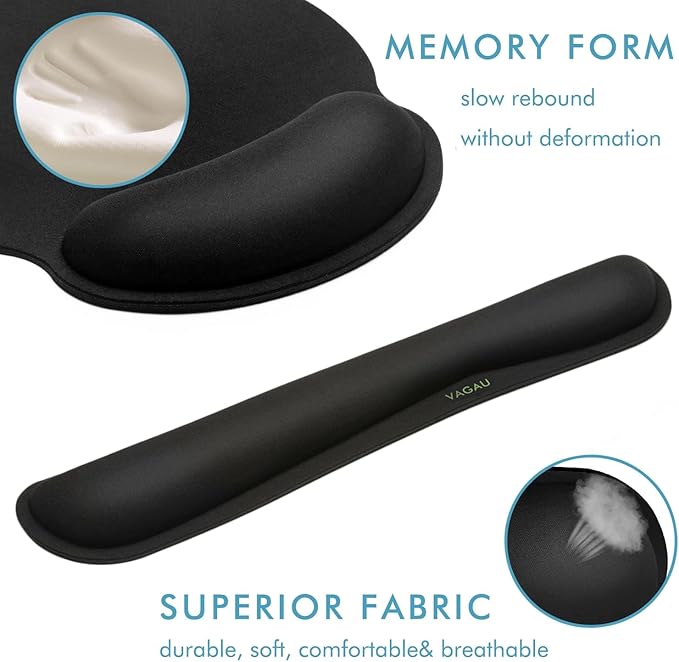 Ergonomic Mouse Pad with Wrist Rest Premium Memory Foam Keyboard and Mouse Wrist Rest Pads Set- for Comfortable Typing &Wrist Pain Relief (Pack of 4)