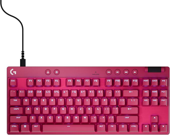 Logitech G PRO X TKL Rapid Tenkeyless Wired Gaming Keyboard with Magnetic Analog Switches, RGB - Magenta, PC Gaming Keyboards, Pro