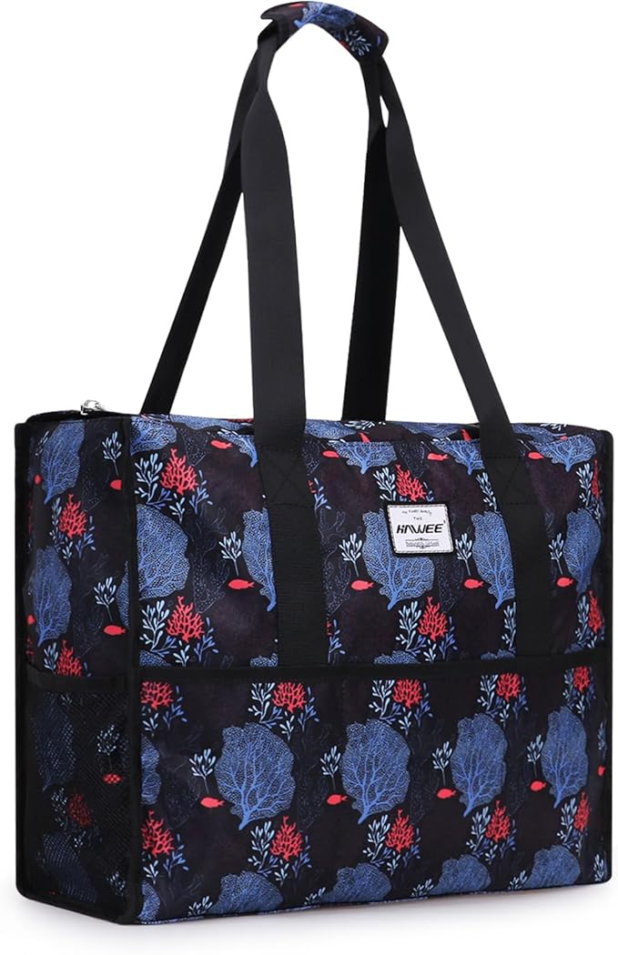 Utility Tote Bag with Laptop Compartment Luggage Sleeve Zippered Multi-pocket Commute Shoulder Purse for Nursing/Work
