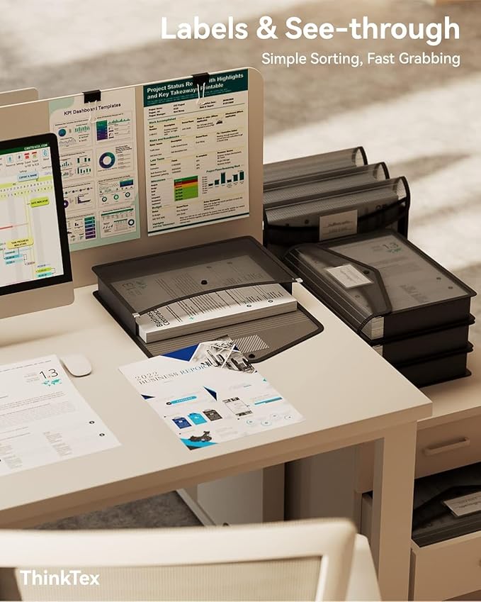 ThinkTex Plastic Expanding File Folder, Transparent envelopes with Snap Closure,No Dividers,Large Capacity,Document Organizer for Receipts, Bills&Taxes,Letter/A4 Size for School/Office/Home-20 Pack