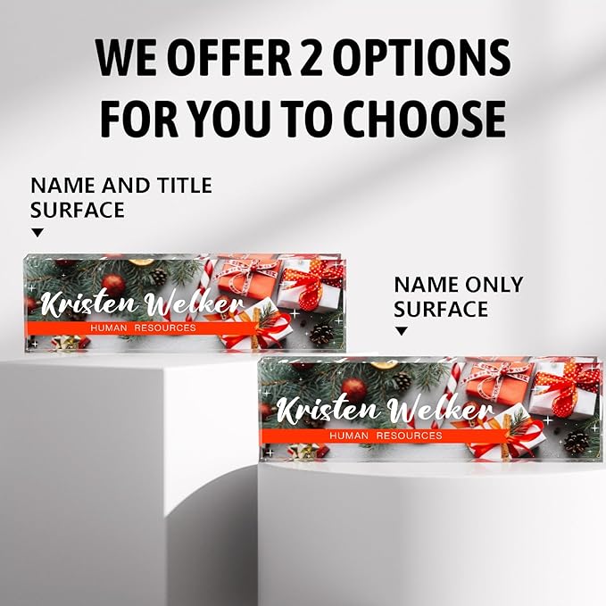Personalized Name Plate for Desk Custom Acrylic Desk Name Plate Custom Employee Appreciation Gifts Office Gifts for Women, Men, Boss, Coworkers, Teacher, Nurse (Christmas Gift Box)
