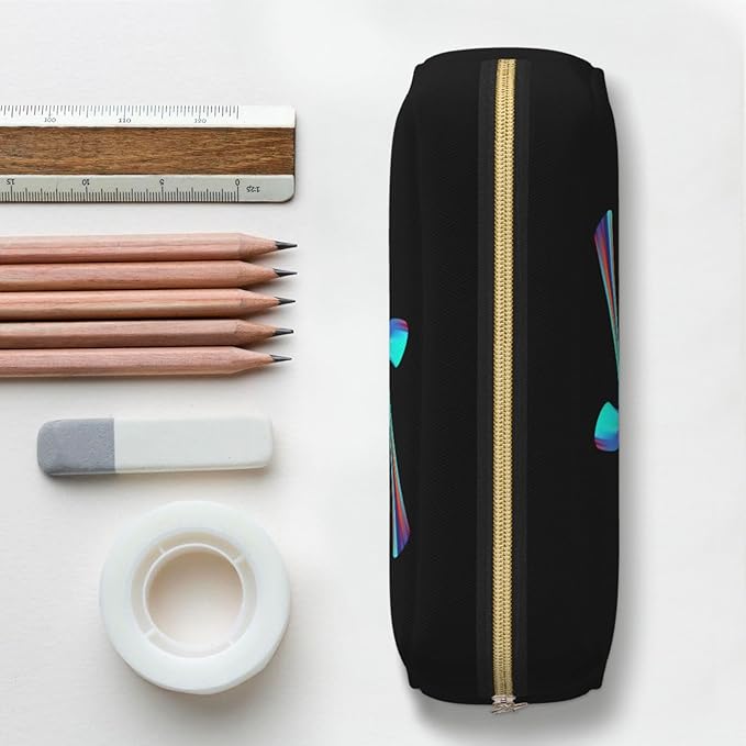 Cute Initial Pencil Case for Kids Simple Leather Pencil Pouch for Boys Girls Letter Design Pencil Box Pen Bag Pencil Pouch Office Stationery Organizer, Rainbow Letter X