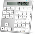 Rechargeable Wireless Number Pad for Laptop, 34 Keys Numeric Keypad with Dual Bluetooth & Display, 2-in-1 Numpad and Calculator, Slim Portable Number Pad Keyboard for Windows, Mac, PC, Tablet