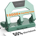 AFMAT Heavy Duty 3 Hole Puncher, 40-Sheet Three Hole Punch Heavy Duty, 50% Reduced Effort Paper Punch, 10K+ Uses, Metal Hole Puncher 3 Ring w/Large Tray, Bulit-in S.S. Paper Guide HPX2(Green)