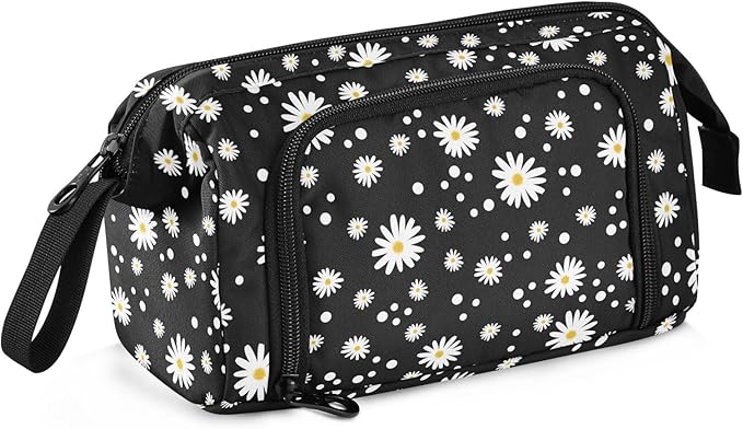 Daisy Black Pencil Case Pouch Big Capacity Pencil Bag Box Organizer Pen Case Pencil Pouch Aesthetic with Handle for Teen Girls Boy College Women School
