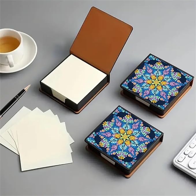 Mandala Diamond Painting Kit Note Box,Flower Memo Paper Storage Box Diamond Art,Sticky Note Holder Diamond Art,Diamond Painting Memo Pad For Office Desk. (Mandala)