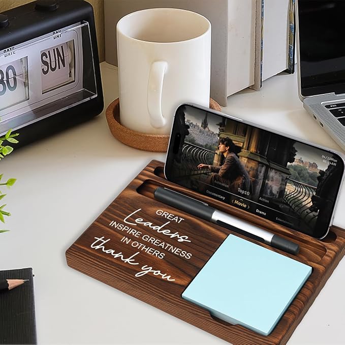 Leader Bosses Day Gifts for Women Men Manager Funny Office Decor for Women Wooden Sticky Note Holder National Boss Day Decorations Gifts for Leader Men Manager Coworker Office Desk Decor A 04