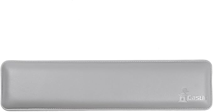 Bailey Full Size by Castle - Leather Ergonomic Computer Wrist Rest Pad for Keyboards with Around 104 Keys - Firm Keyboard Wrist Support for Typists, Gaming, and Heavy Office Use (Stone, Full Size)