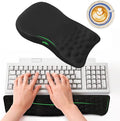 3-in-1 Ergonomic Mouse Pad with Wrist Rest & Keyboard Wrist Rest, Memory Foam Support with Massage Bumps, Anti-Slip Base, Comfort Wrist Support for Relieve Wrist Pain Office, Gaming (Black)