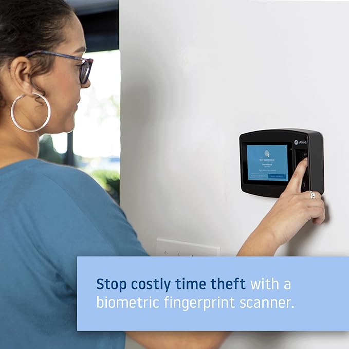 uAttend JR2000 Biometric Fingerprint, RFID, PIN Time Clock for Small Business – Cloud-Based Attendance System with Optional Payroll Integration – All-in-One System
