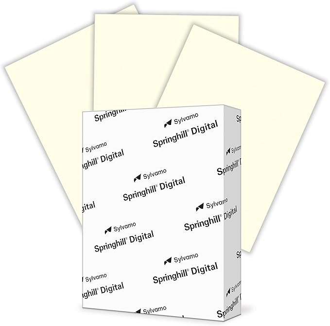 Springhill 8.5” x 11” Cream Colored Cardstock Paper, 250 Sheets (1 Ream) – Premium Lightweight Cardstock, Vellum Printer Paper with Textured Finish – 097000R, Letter (8.5x11)